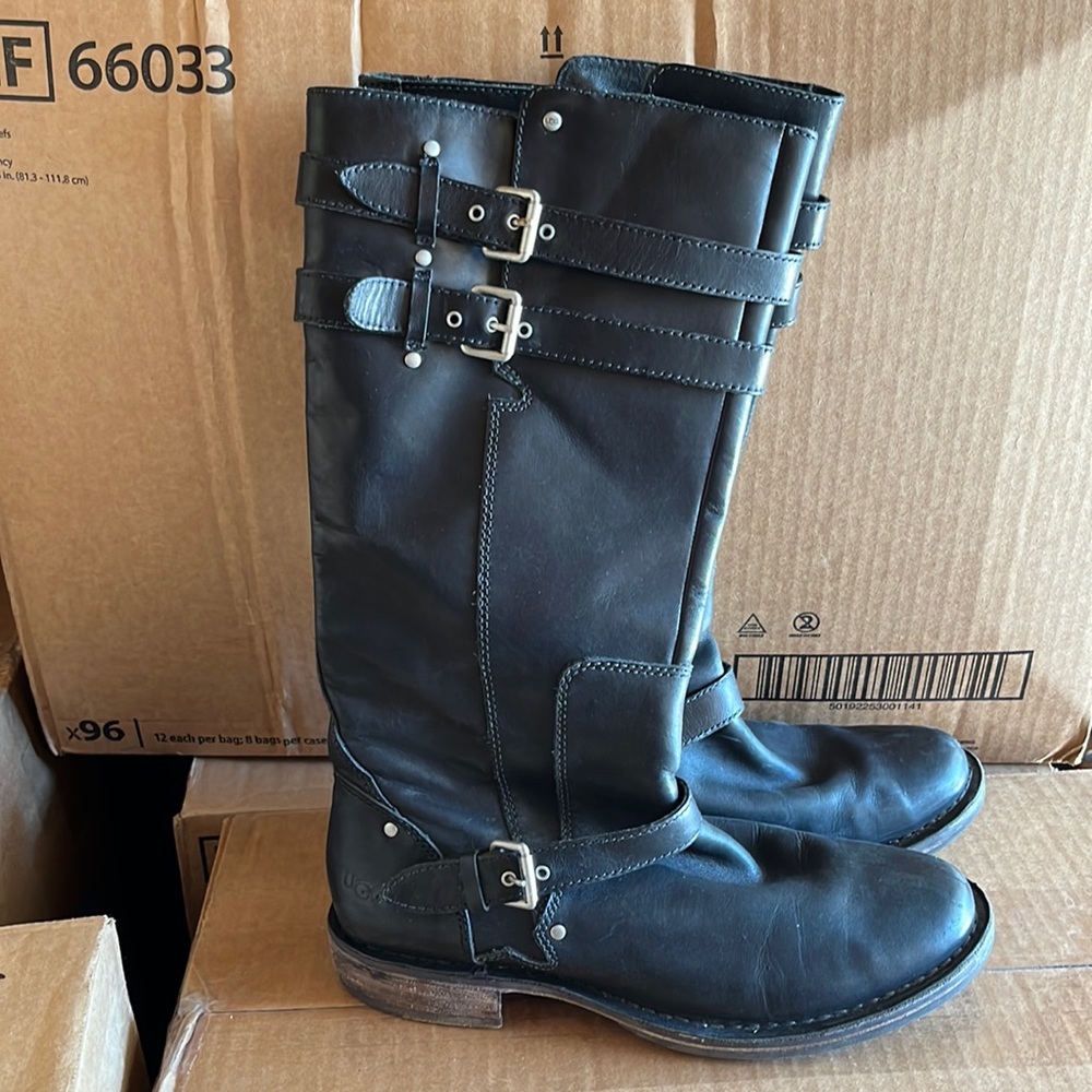Ugg black leather boots